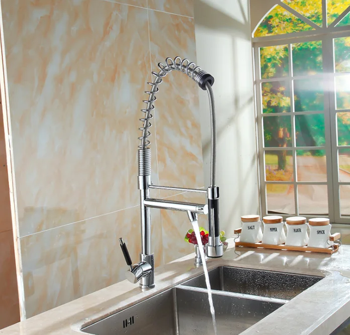 Wenzhou Feenice factory supplier brass zinc spring loaded big sink kitchen mixer for hotel restaurant home