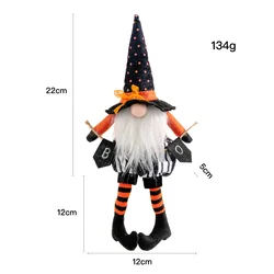 Halloween gnomes plush faceless dolls  handmade broomsticks black flags long legs tall hats faceless dolls for Halloween decors