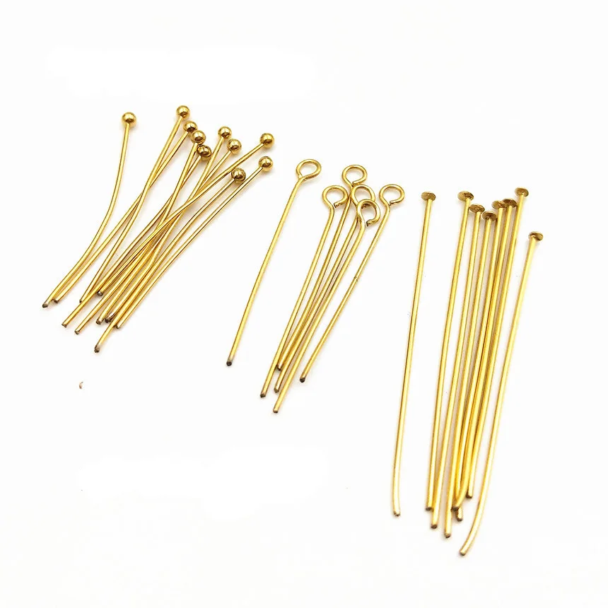 Stainless Steel Vacuum Plated 18K Gold Flat Head Needle Beading Needle 9 Word Needle DIY Jewelry Accessories