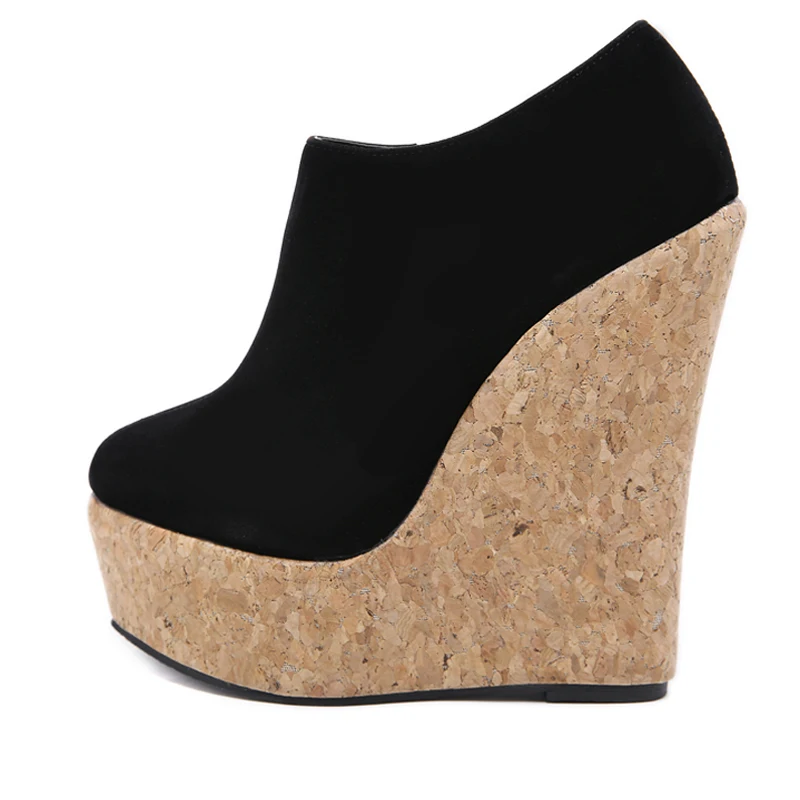 Eilyken Wholesale Sexy Round head Platform Wedge Women Pumps Super High Club Wearing Heels zipper ladies wedge shoes