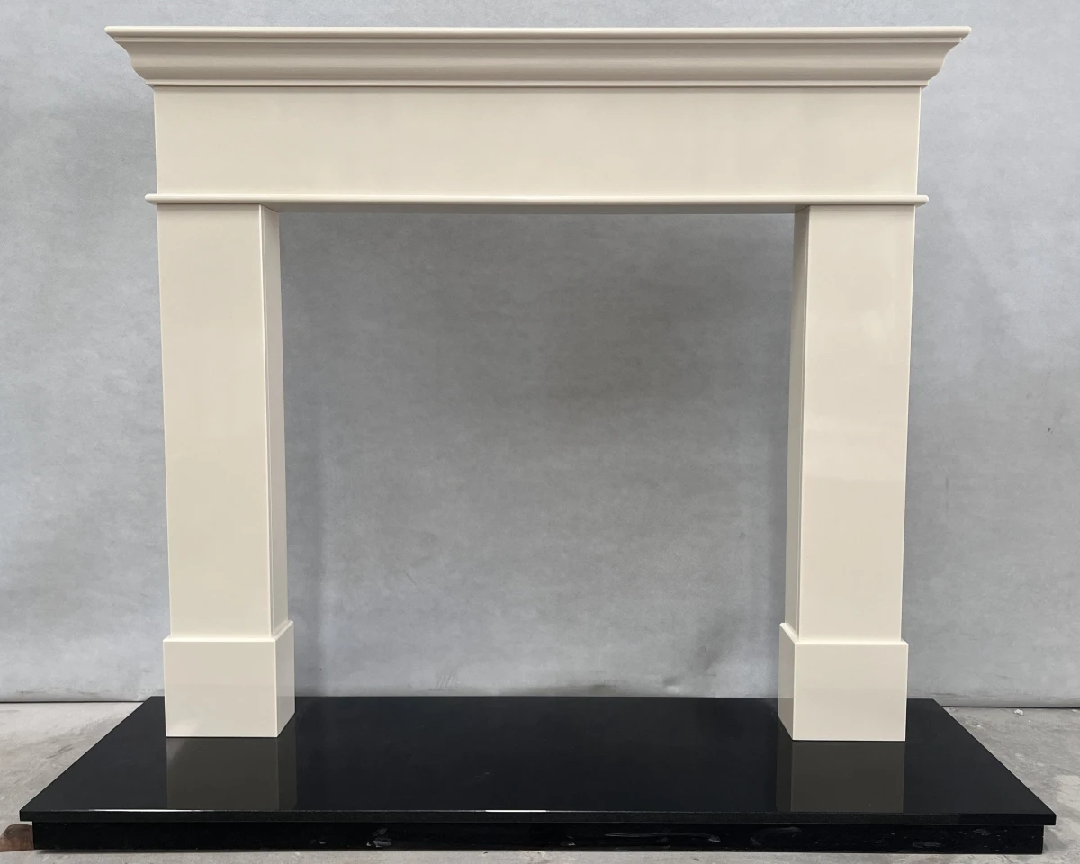 Ivory Pearl Cream Micro Marble Artificial Marble Irish Fireplace Mantel Frame