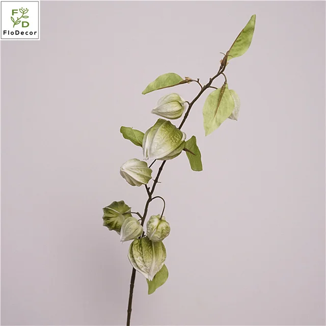2024 New Arrival PU Poha Berry Fruits Artificial Hanging Autumn Long Branch Flower Physalis Peruviana Floral Arrangement