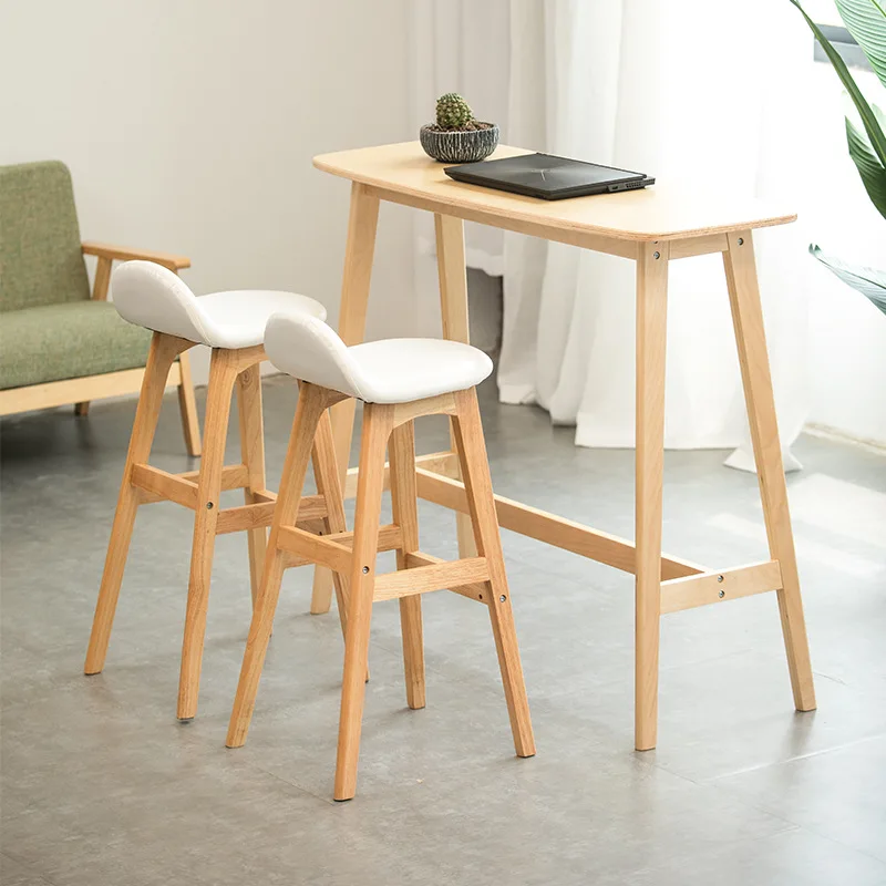 Nordic Wood Bar Chair American Retro Desk Chair Home Modern High Chair Stool