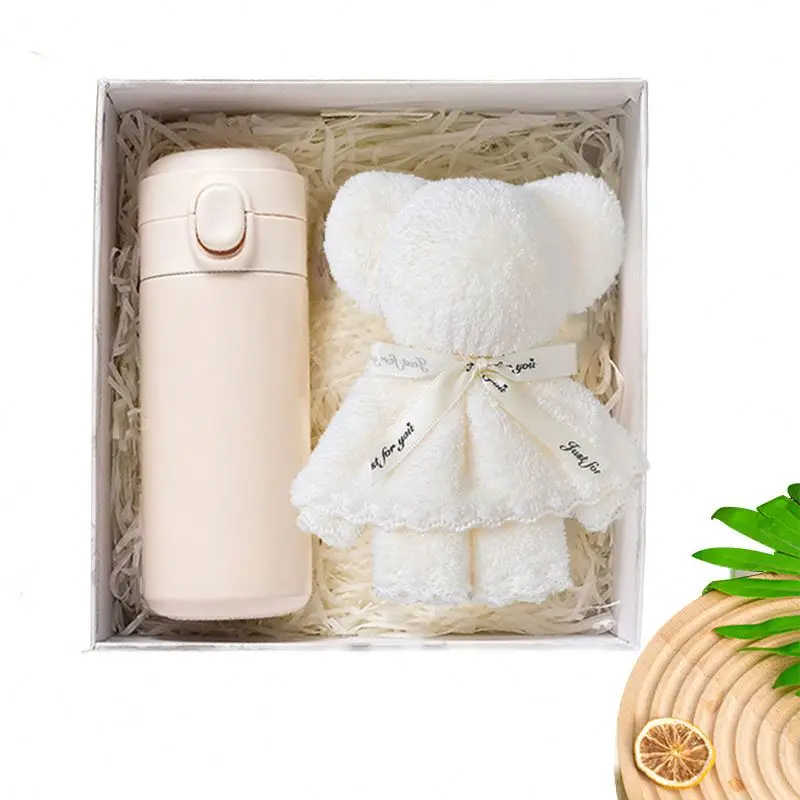 New Popular  Bear Towel Gift, Shower Microfiber Soft Gift Sets Face Towels Water Bottle Sets
