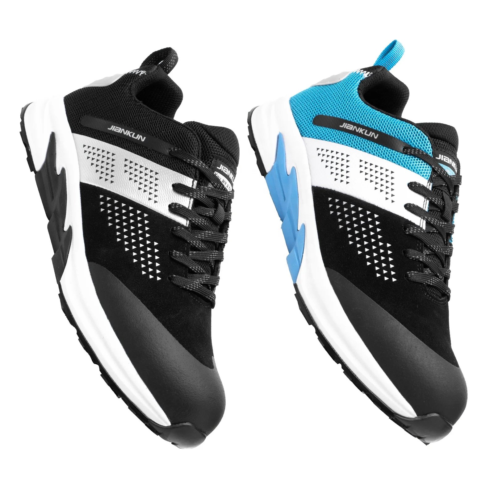 JIANKUN OEM Breathable Mesh Sports Safety Shoes Full Grain Cow Leather with TPU Shoelace EVA Rubber Outsole Summer Safety Shoes