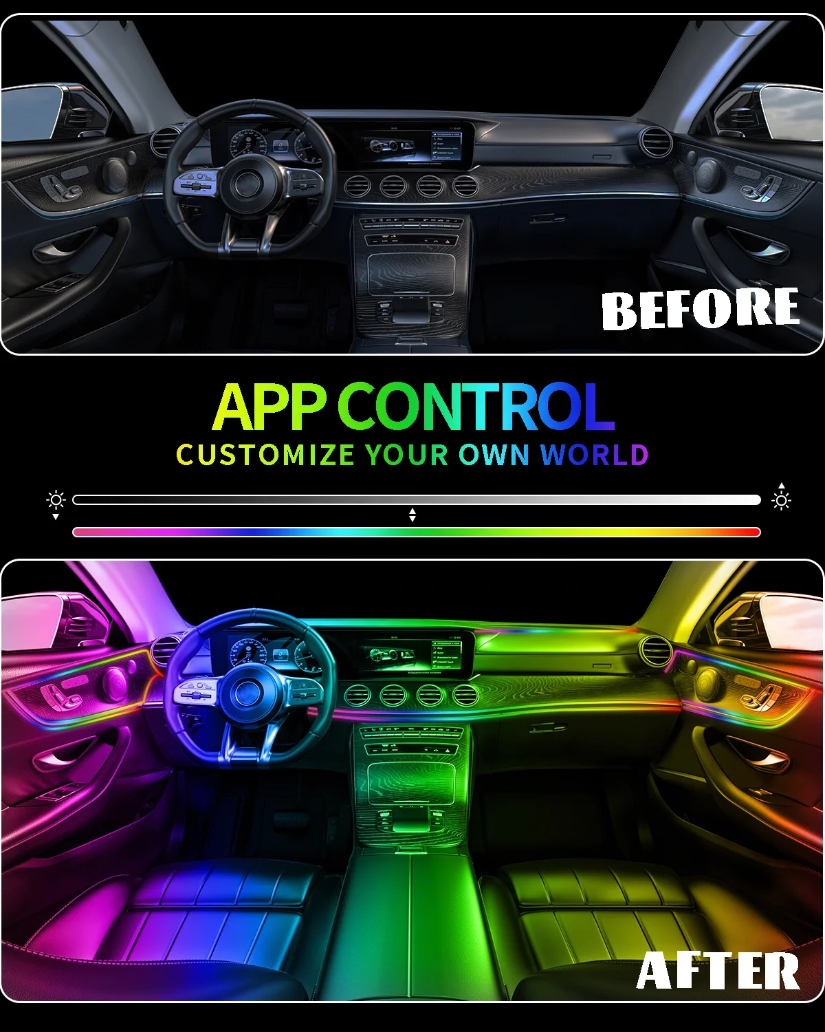 1 IN 18 Car Interior Atmosphere Light Kit Strip RGB Neon Acrylic Fiber Optic Accessories LED Lights Decoration Ambient Lighting