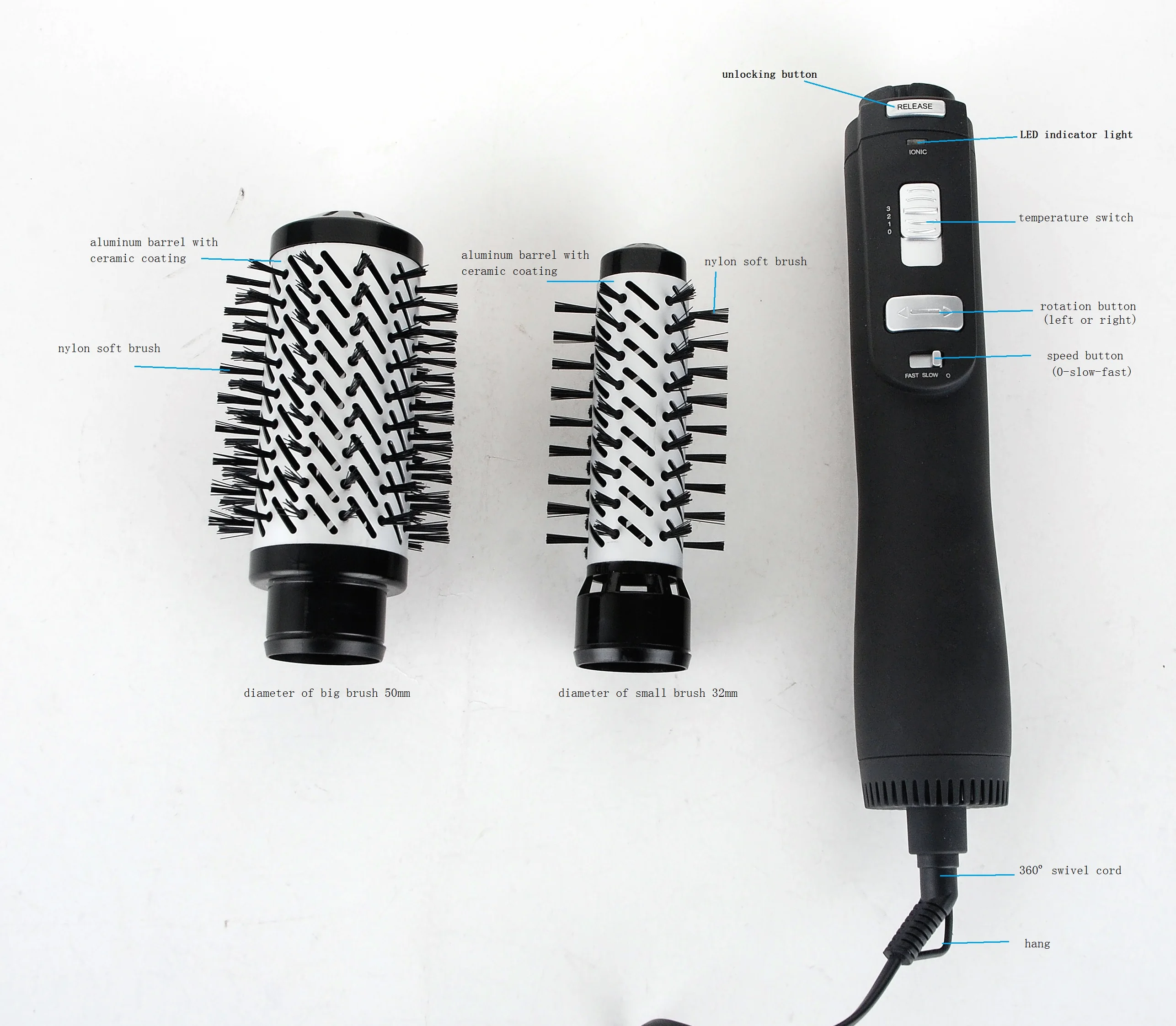 Hot sale Rotating brush hair dryer Hot Air Brush  hot comb
