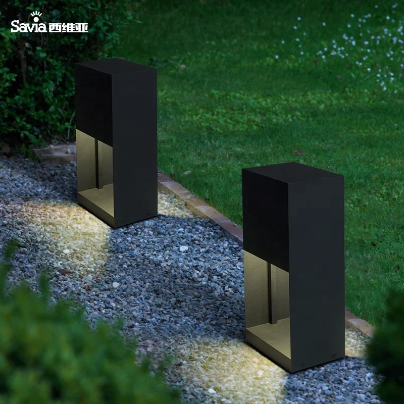 Savia LED Outdoor Lantern Post Bollard Light Industrial Retro Column Lamp Pathway Driveway Floor Lawn Landscape Garden Lighting