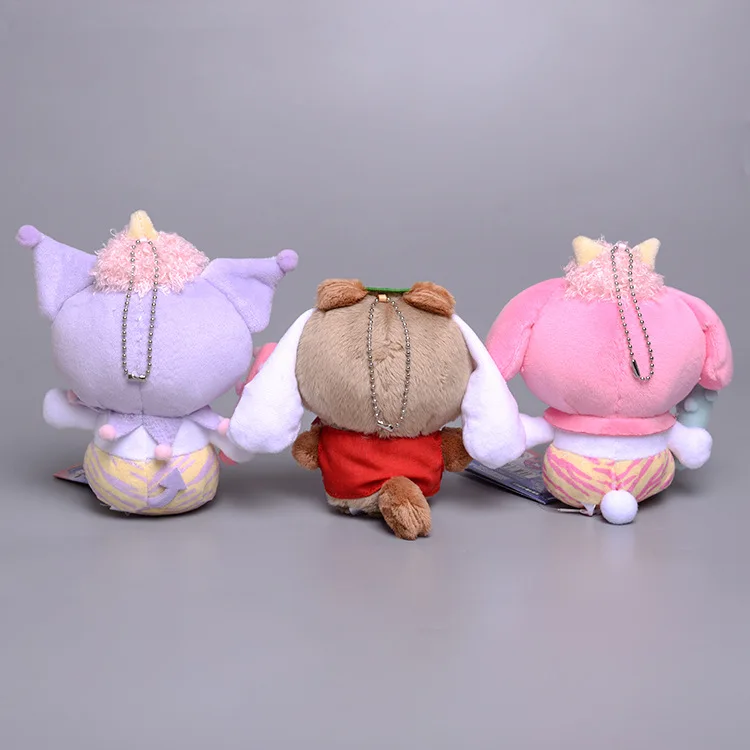 12cm Cartoon sanrio Plush Melody Cinnamoroll bag pendant keychain Animals Kuromi keychain Anime Soft keyring Plush Toys