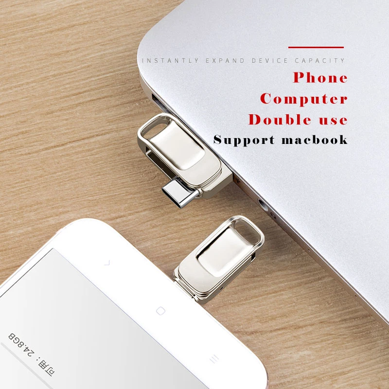 USB флеш-накопитель OTG Металлический Мини-накопитель 64 ГБ 32 16 8 Type