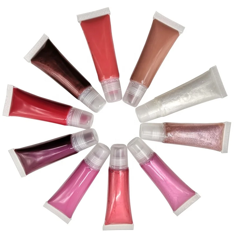 
Vegan Cute White Glitter Wholesale Custom Clear Make Your Own Private Label Squeeze Tube Lip Gloss 