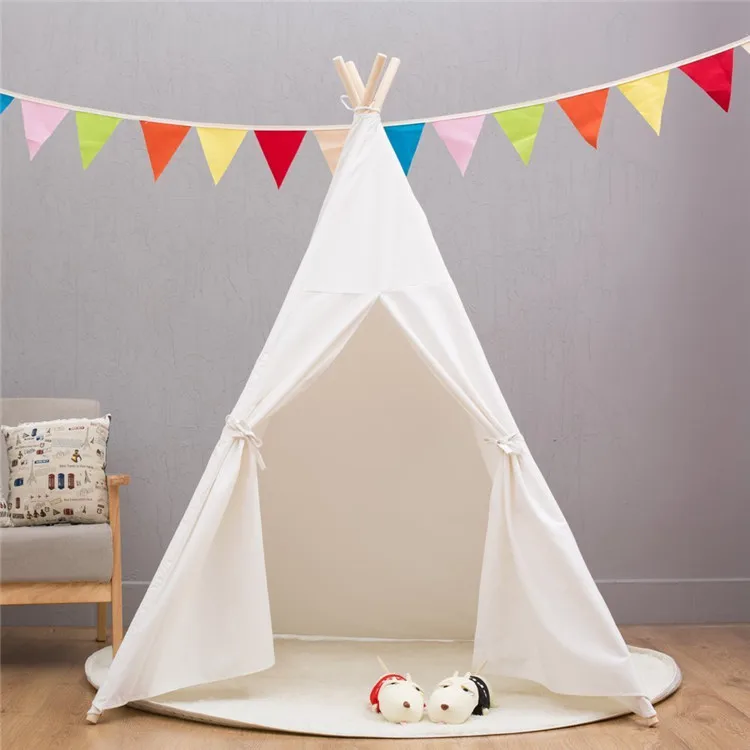 Suitable for boys and girls aged 3-8 having party pure cotton canvas for white Teepee
