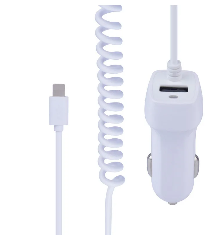 Phone USB C Car Charger Fast Charging  Port Car Adapter With 3ft Coiled Cable