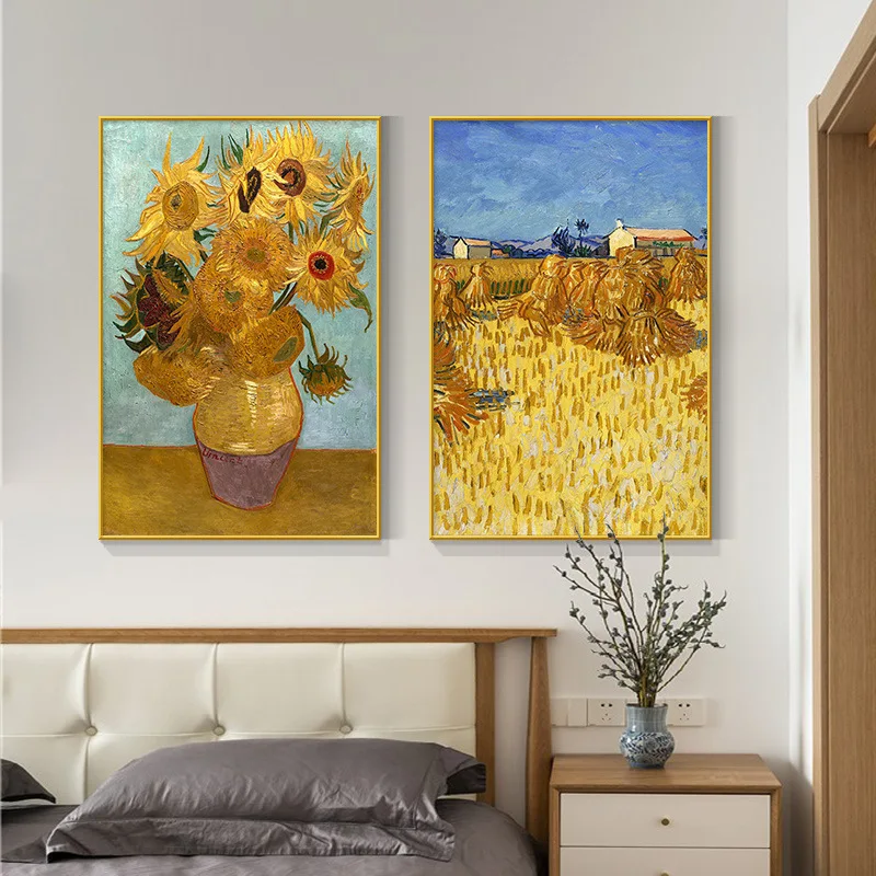 30/40/50/60/70cm Modern Home Goods Wall Art Van Gogh Reproducation Canvas Sunflower Oil Painting for Gallery