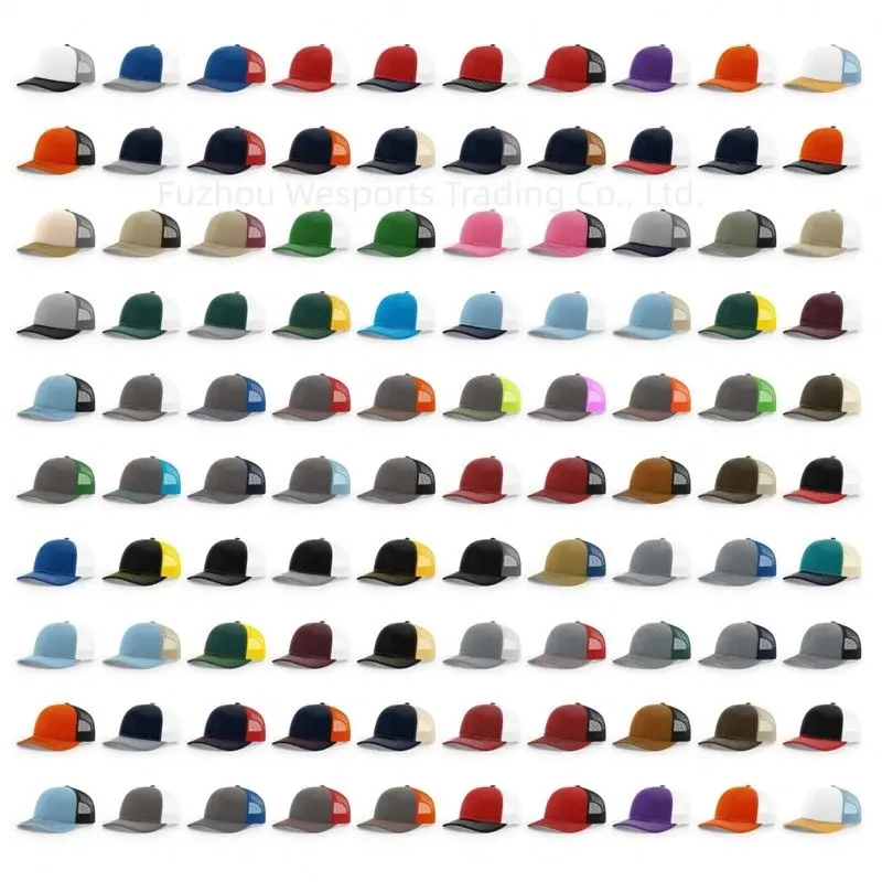 Custom Flat Bill5 Panels All Over Print 5 Panels Gorras Leather Patch Richardson 112 6 Panel Trucker Hat