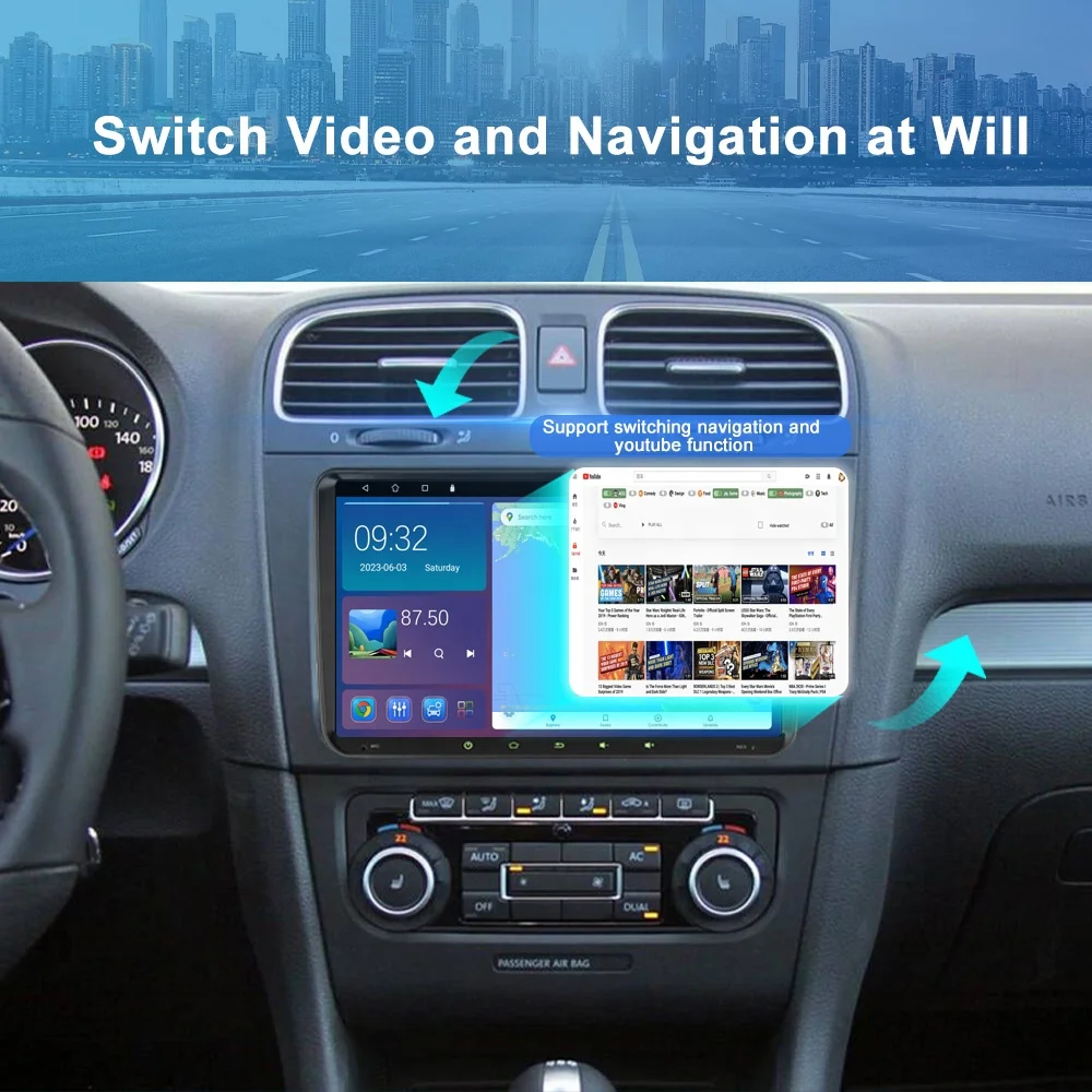 Wholesaler Factory Price 9 Inch Touch Screen Ram 2GB Rom 32/64GB Wifi DSP Radio Android Auto Carplay For VW 2Din Car DVD Player