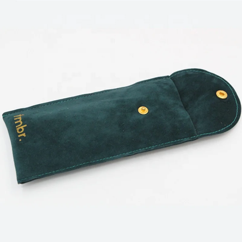 Темно-зеленая Замшевая сумка с принтом на заказ, длинный пенал из микрофибры для ручек и карандашей с клапаном