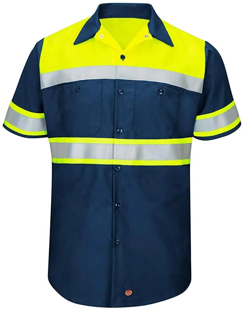 
Custom design hi vis work shirt with reflective tape 