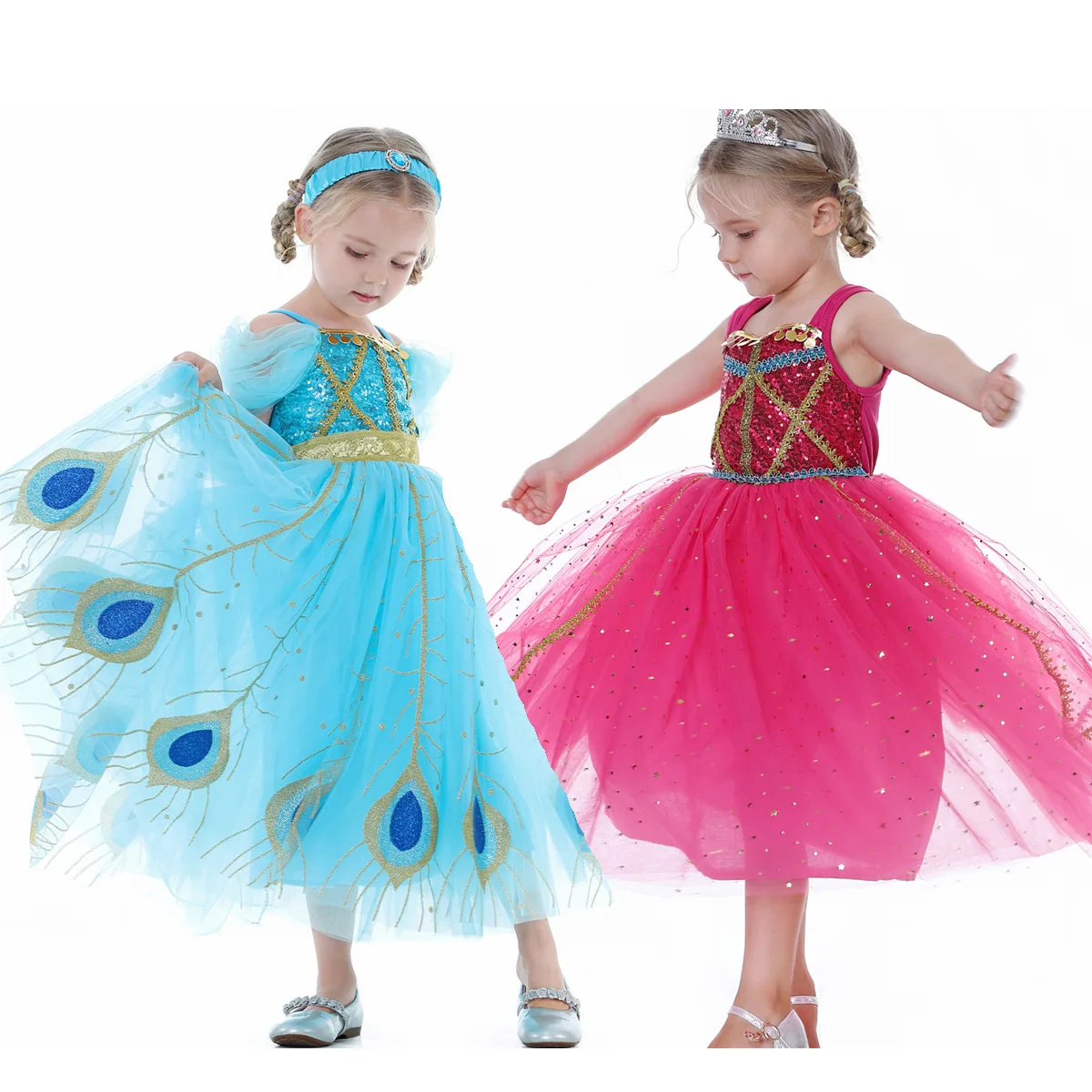 Children Aladdin jasmine princess costume Halloween kids girl TV movie cosplay costumes