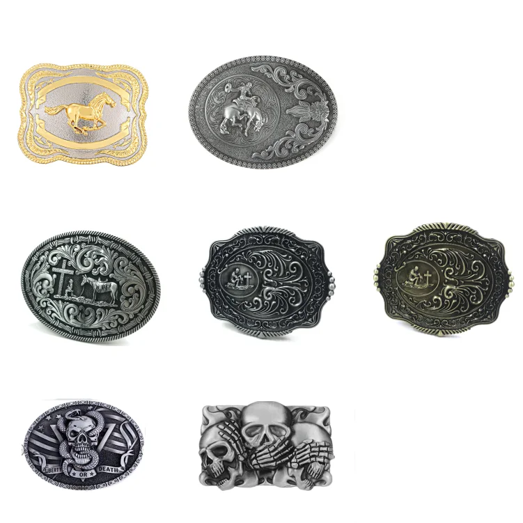 Wholesale Western Oversize Belt Buckle 40mm Hebilla de Metal Custom Brand Logo Cowboy Buckle