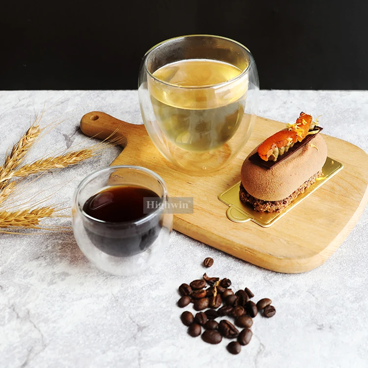 Transparent Insulated Reusable Borosilicate Glass Tea Coffee Cup Coffee Mug