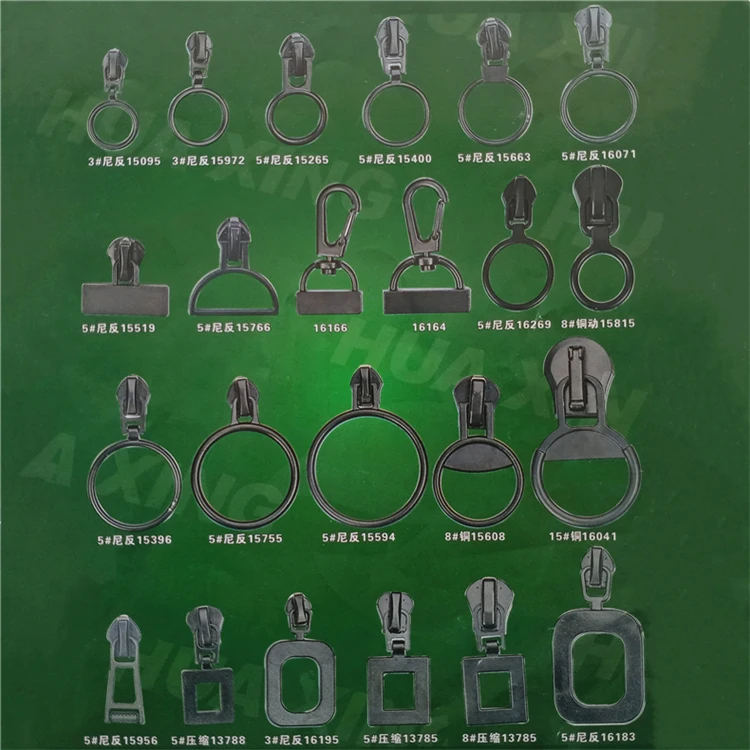 NO.3#5#8# circular round ring rectangle triangle auto lock metal zipper slider puller head pull parts for garment