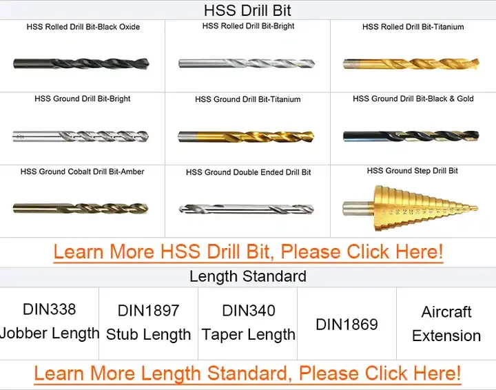 DIN338 Fully Ground HSS Drill Bits with Three Flutes for Hard Metal, Hardened Stainless Steel and Cast Iron