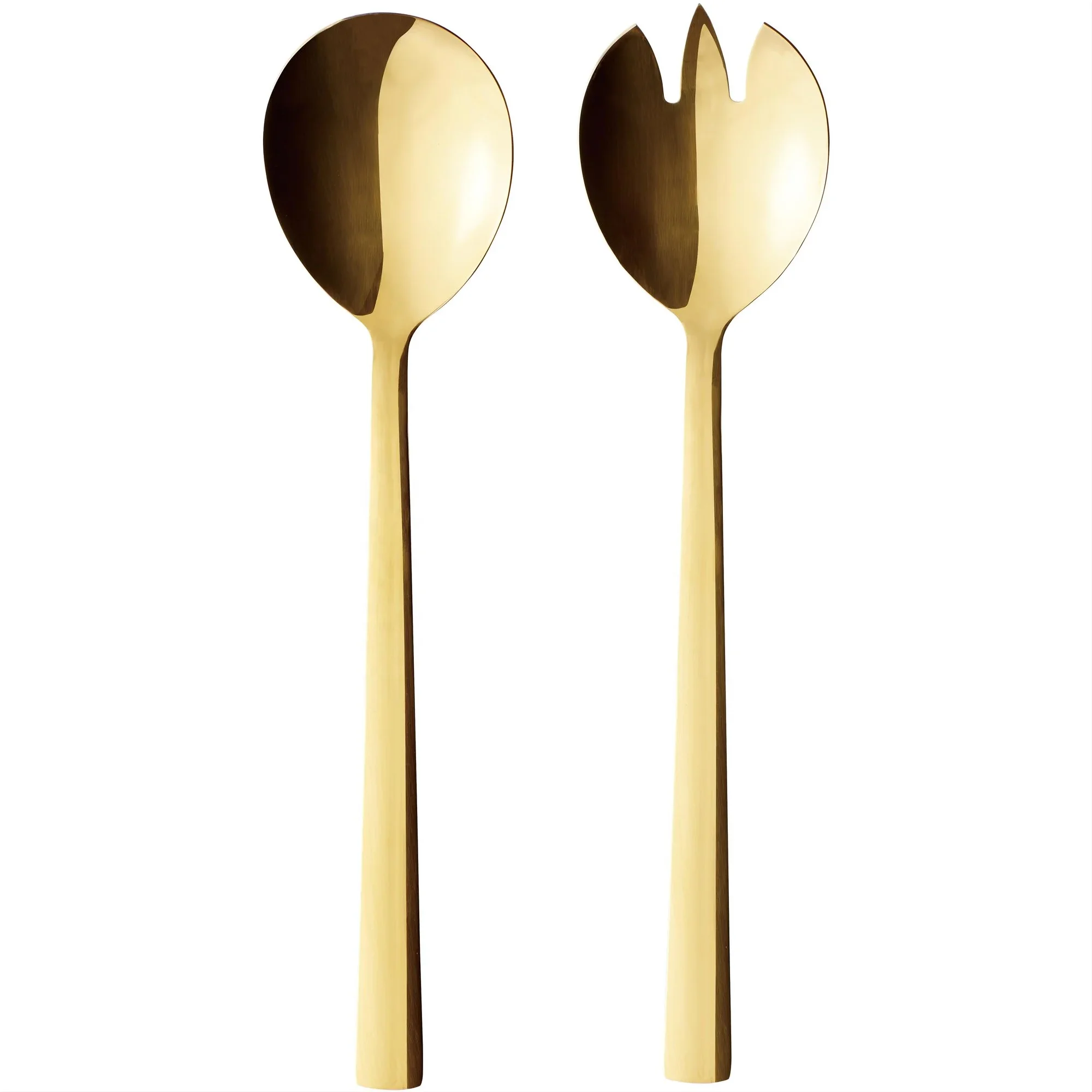 Headercard 2pcs modern design stainless steel 18/10 gold salad serving fork and spoon set