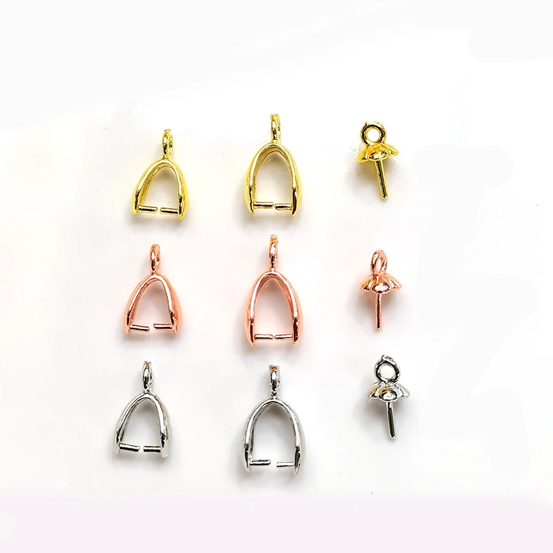 14K Gold Plated Slider Bails for Pendants Pinch Bail Jewelry Findings Components