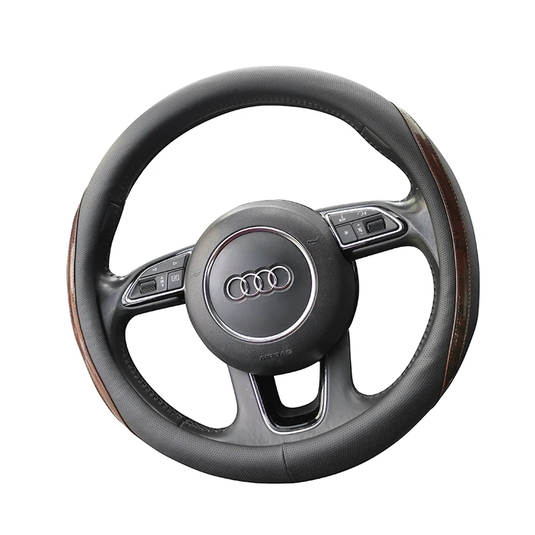 
Wholesale Universal Size Solid Color Car Steering Wheel Cover Genuine Leather 