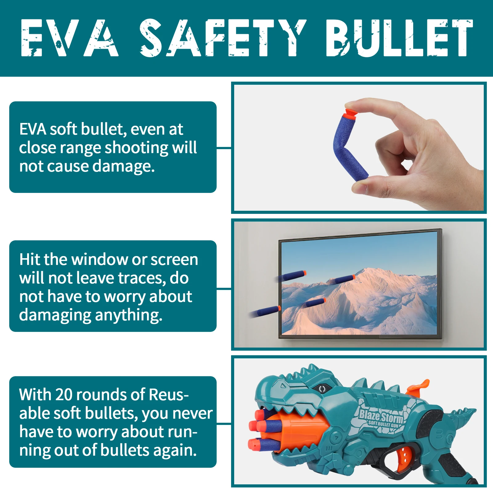 Wholesale Children Shooting Game Plastic Dinosaur EVA Soft Bullet Gun Toys Dino Blaster with 20 Soft Foam Darts for boys