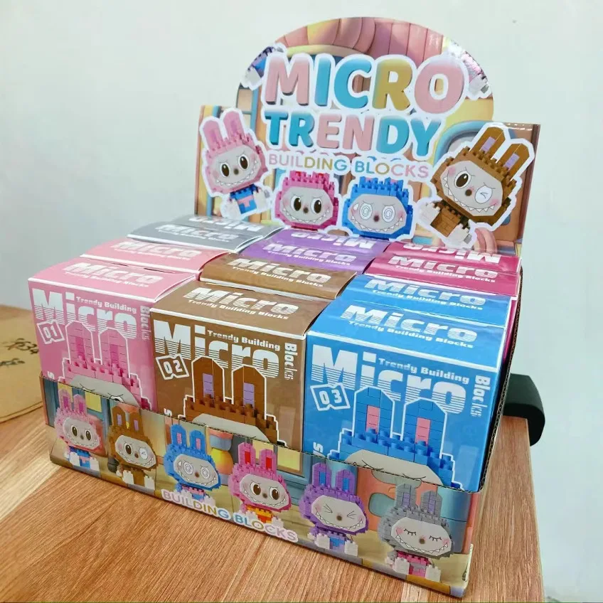 12 boxes/set Labubu doll building blocks small particles Labubu micro particles toys children puzzle assembly blind box