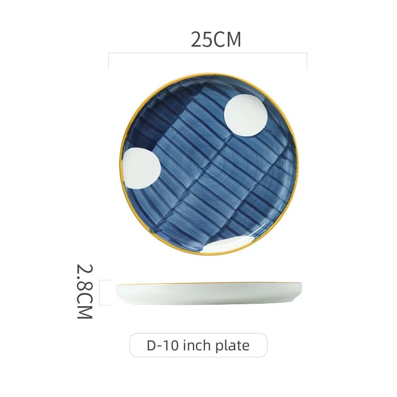 Hot sale 10 inch hand painted ceramic japanese dinner plate for party