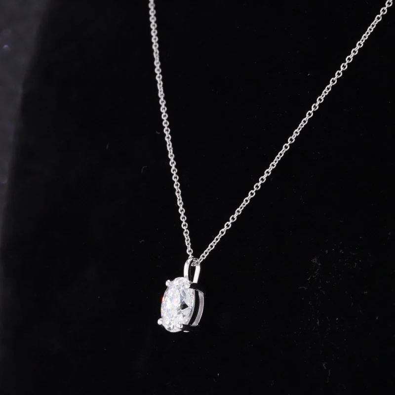 Starsgem IGI Certificate Classic Jewelry 1.5CT Oval Cut Lab Grown Diamond Pendant 18K White Gold Necklace