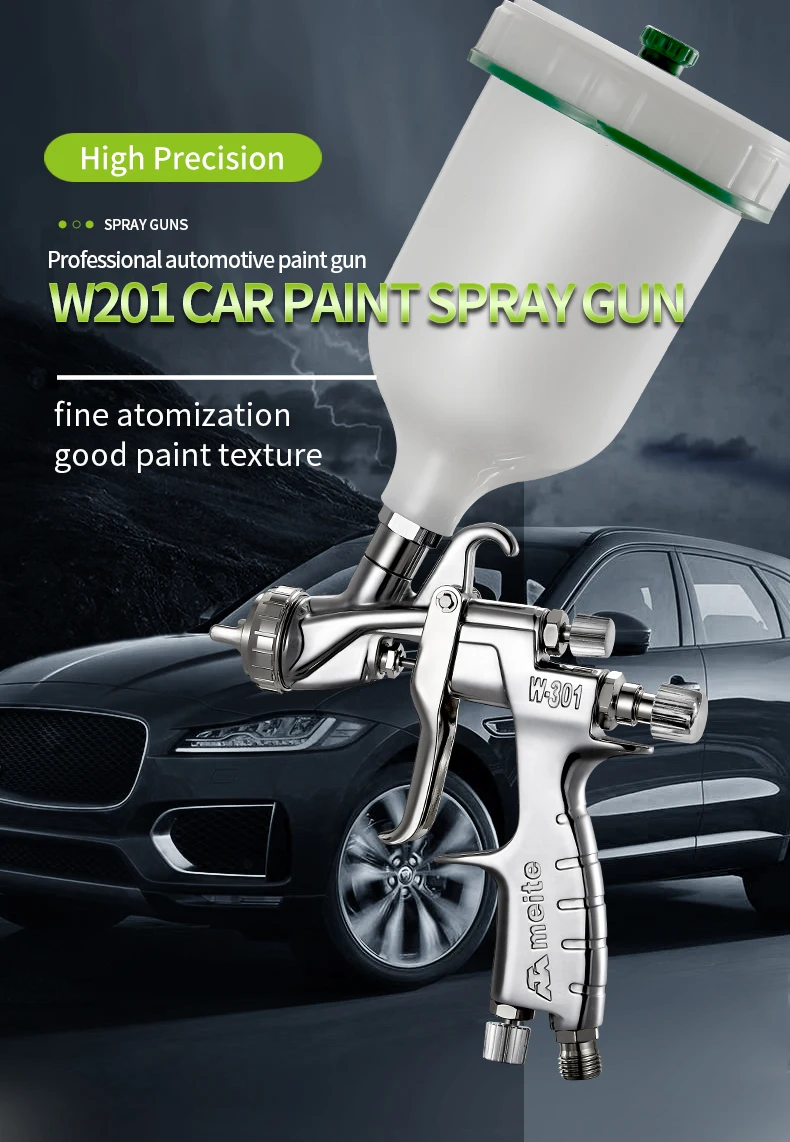 meite MT-W301 paint spray gun spare parts pneumatic power spray gun with central gravity 600cc cup for smooth painting