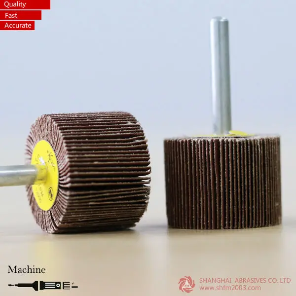Aluminum Oxide Abrasive Cloth Mounted Flap Wheel With Shaft for Stainless Steel and Metal Grinding