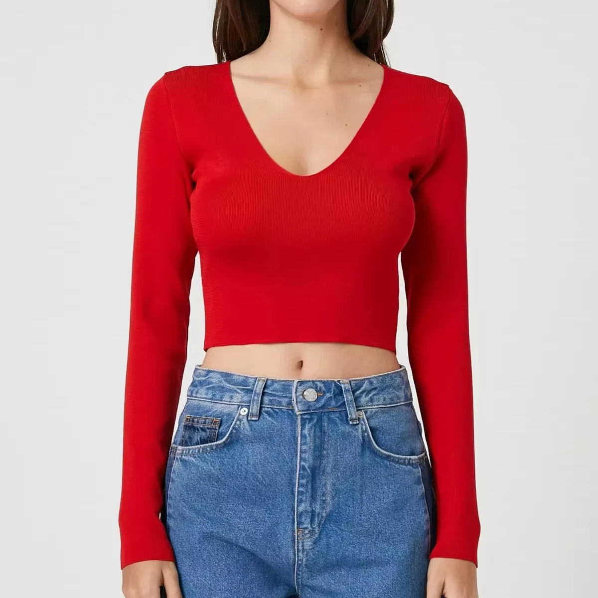 sweater manufacturer v neck Short long Knitted Wholesale Cashmere Merino Wool Sweater Women