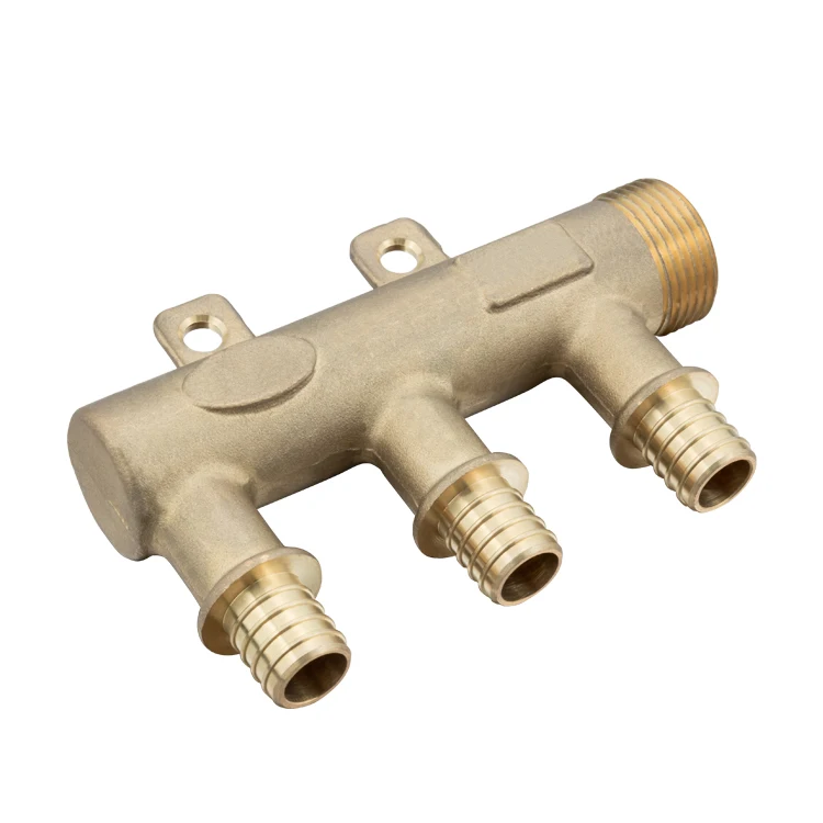 TMOK Factory 3/4  3 Way Outlet Distribution Brass Pex Valve Water Underfloor Manifold