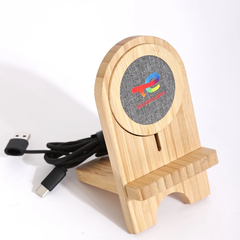 Wireless Charger 15W Bamboo QI charging product with Phone Stand