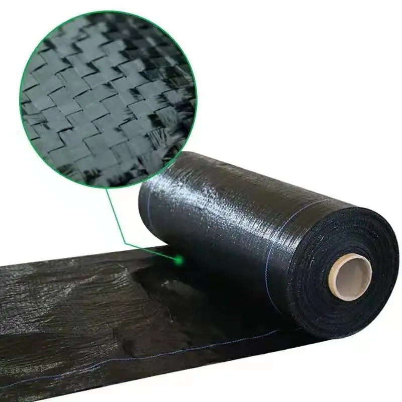 
Polypropylene Woven Weed Barrier Cloth, Black Garden Ground Covering Woven Fabric, Agricultural Plant Anti Root Weed Mat With 