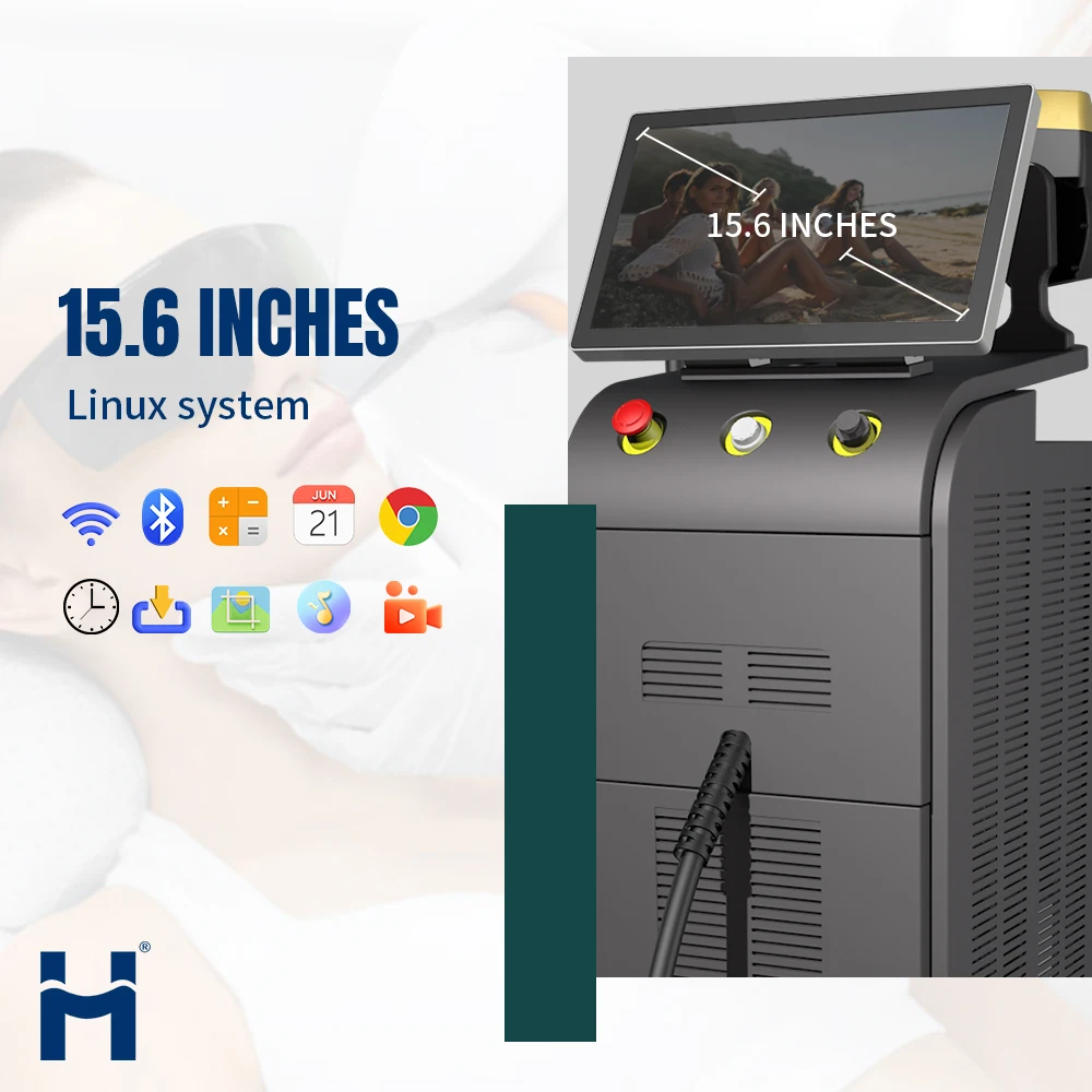 Huamei Vertical Laser Beauty Equipment Laser Hair Removal machine with 3 wavelength 1064 755 808 diode laser