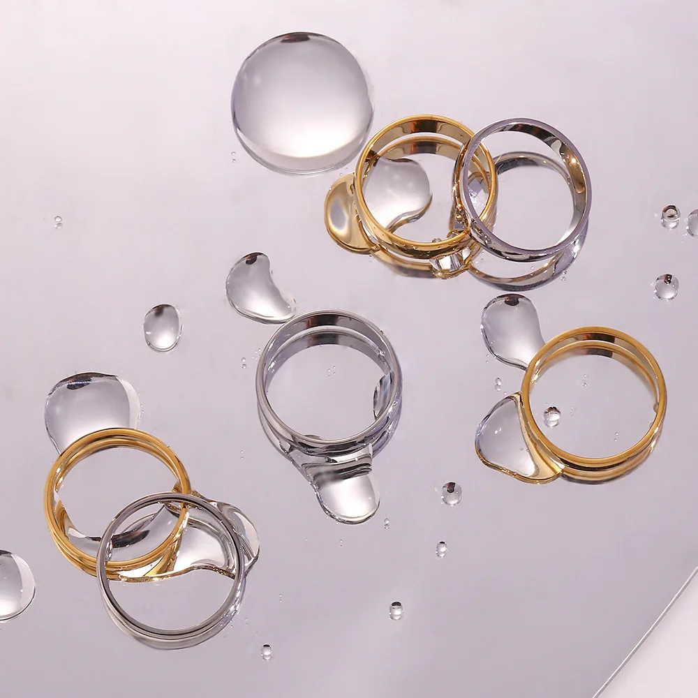 Минималистское эффектное кольцо 18k Позолоченные ювелирные изделия из нержавеющей стали кольца женские основные модные