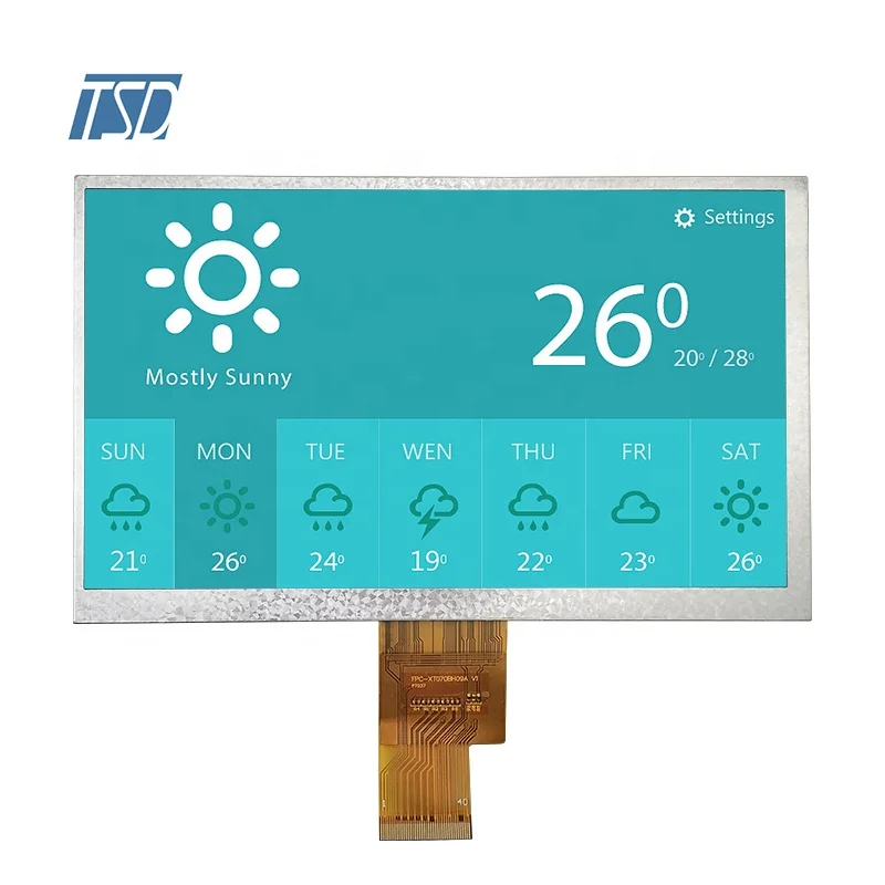 All viewing ips lcd panel 1024x600 1000 nits brightness 7 inch tft lcd display