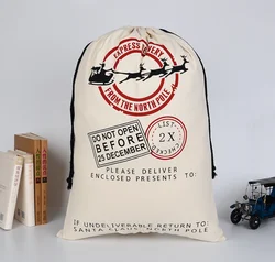Christmas Cotton Canvas Drawstring Bag Sacks For Santa Gifts Stockings Candy Nuts Package Reindeer Holiday gifts bag