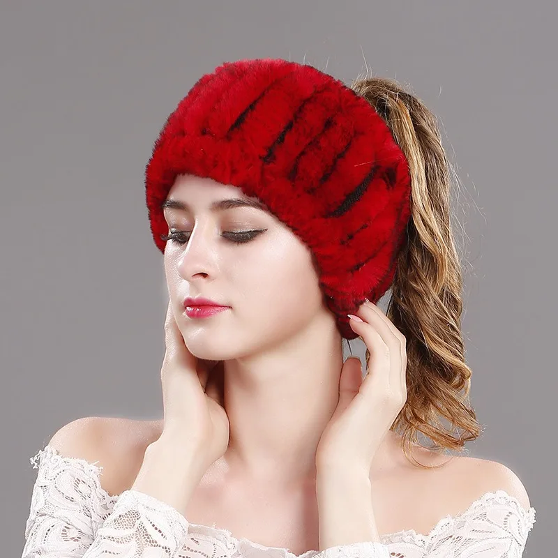 winter neck warmer circle scarf knitted rex rabbit fur neckwear scarf rex rabbit elastic fur headband