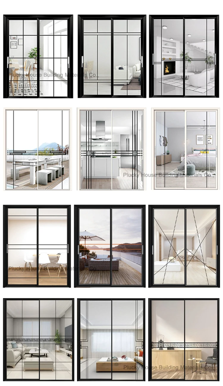Modern hot sale narrow aluminum interior noiseless sliding door with double glass 