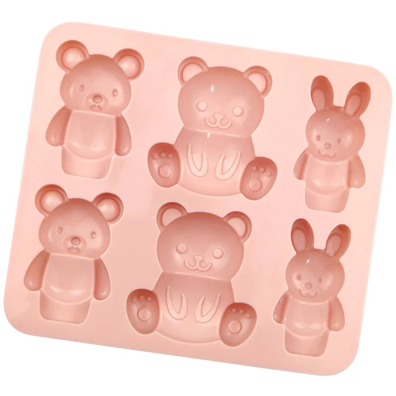 Saffron cute bunny bear Silicone Cake Molds silicon rabbit cake pan Homemade DIY muffin jello Baking Mold