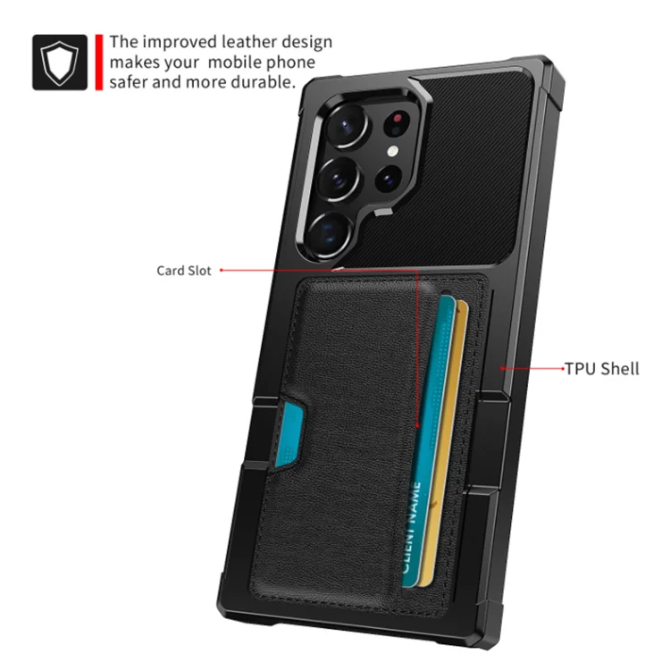 Wholesale Card Inserted Mobile Phone Case for Samsung S23 Ultra Shockproof Leather Phone case with holder for S21 S22