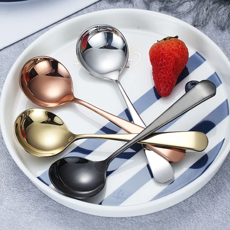Colored Table Stainless Steel Rose Gold Korean Deep Spoon wholesale