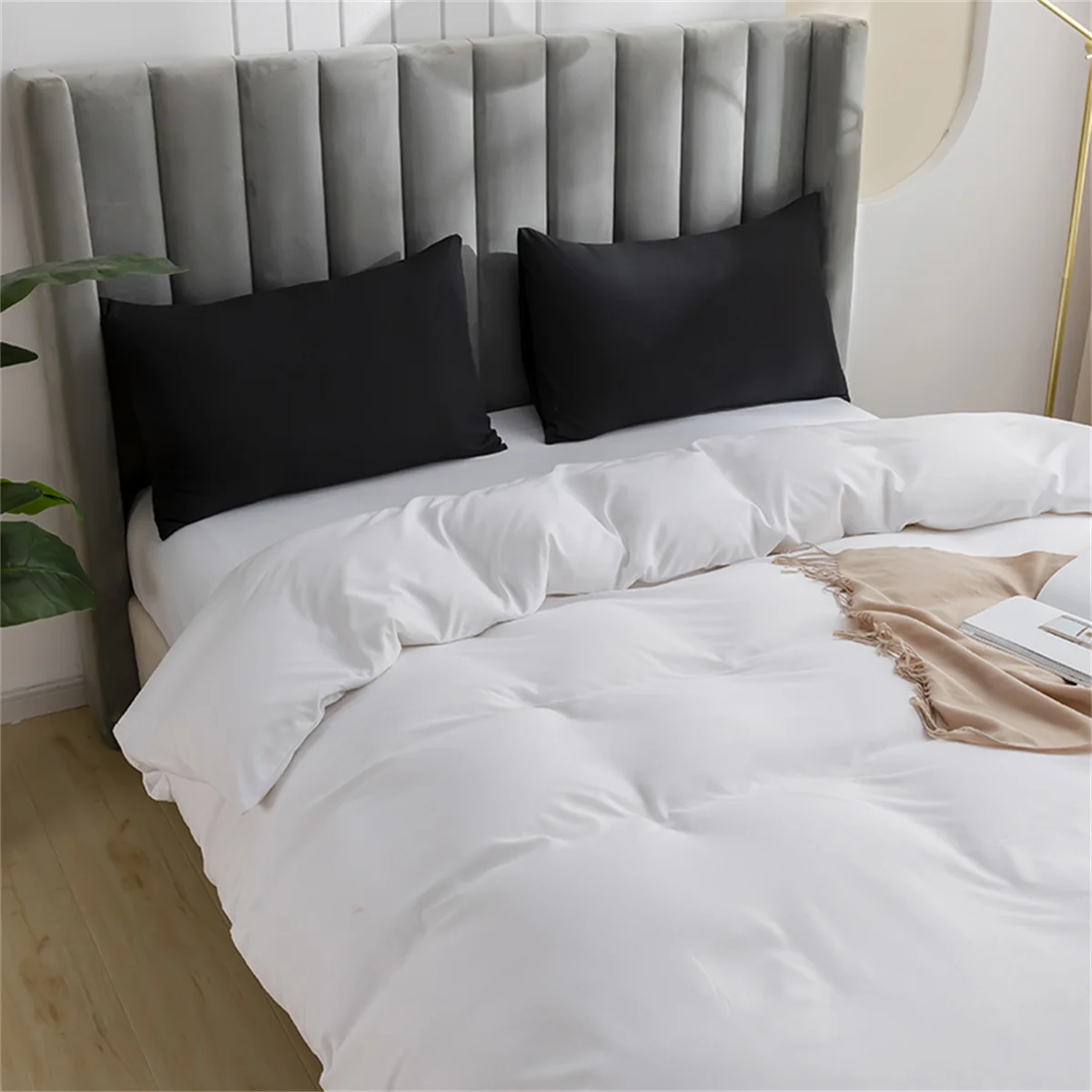 Hypoallergenic Microfiber Fabric Queen Size Bedding Set King Comforter Cover Bedcover With Pillow Case Plain Duvet Cover Set